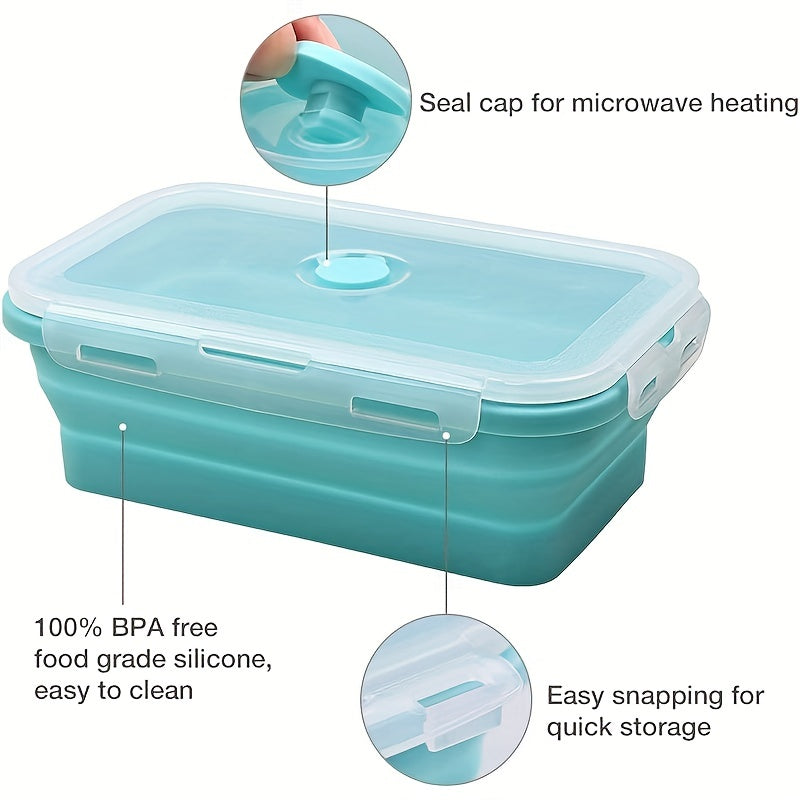 Foldable Food Storage Box Set - Includes 3 Containers with Lids, Made of Silicone Material, BPA Free, Perfect for Microwaves, Dishwashers, and Freezers, Essential Home Kitchen Supplies