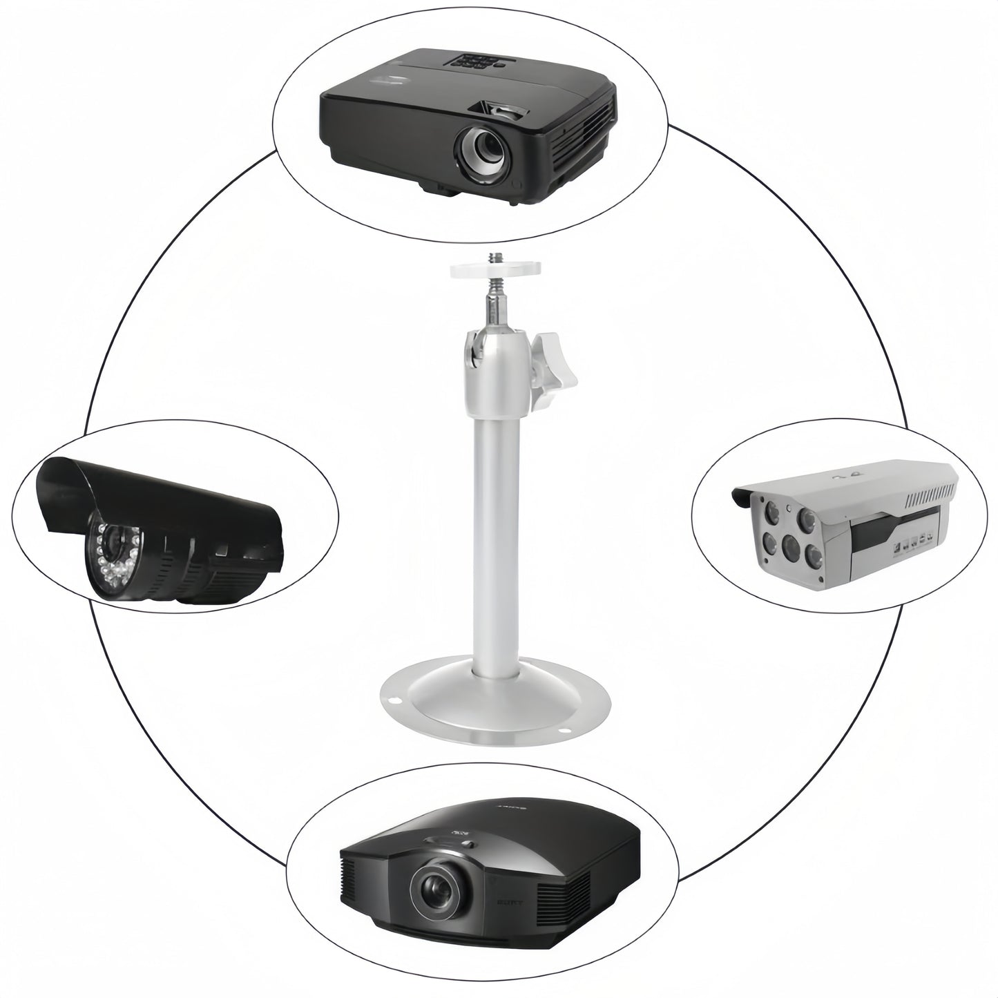 Adjustable ceiling and wall mount for LCD projectors.