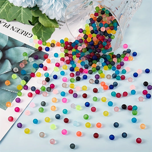 24 colors of frosted round glass beads, 6mm each, totaling 1440 pieces. Perfect for crafting earrings, bracelets, necklaces, and other DIY jewelry projects.