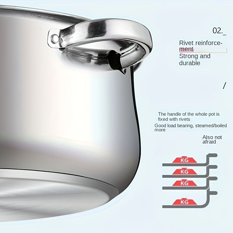 3/5 Layer Stainless Steel Steamer & Soup Pot Set - Suitable for Gas & Induction Cooking, Versatile for 3-10 People