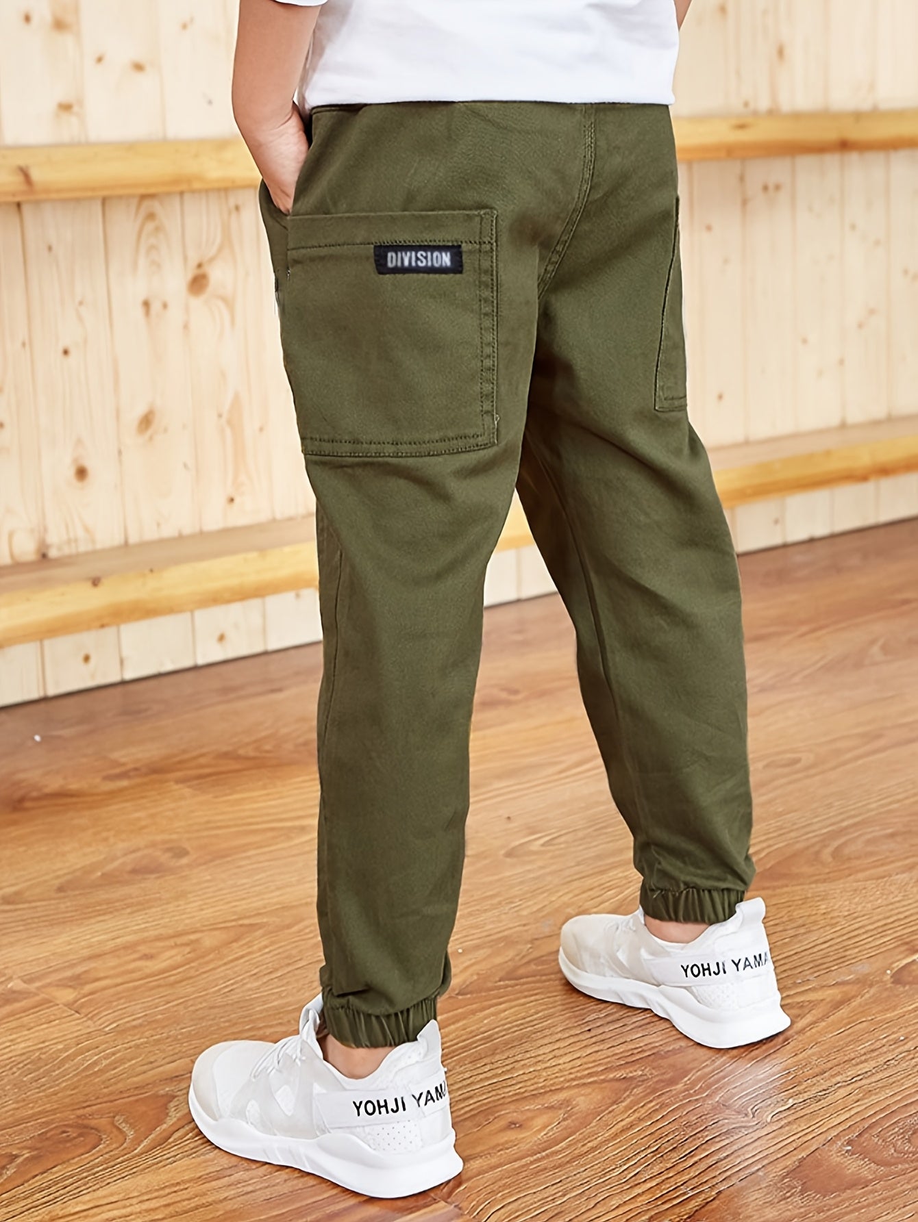 2 Boys Casual Cargo Pants in Solid Color Cotton for Sports Dancewear