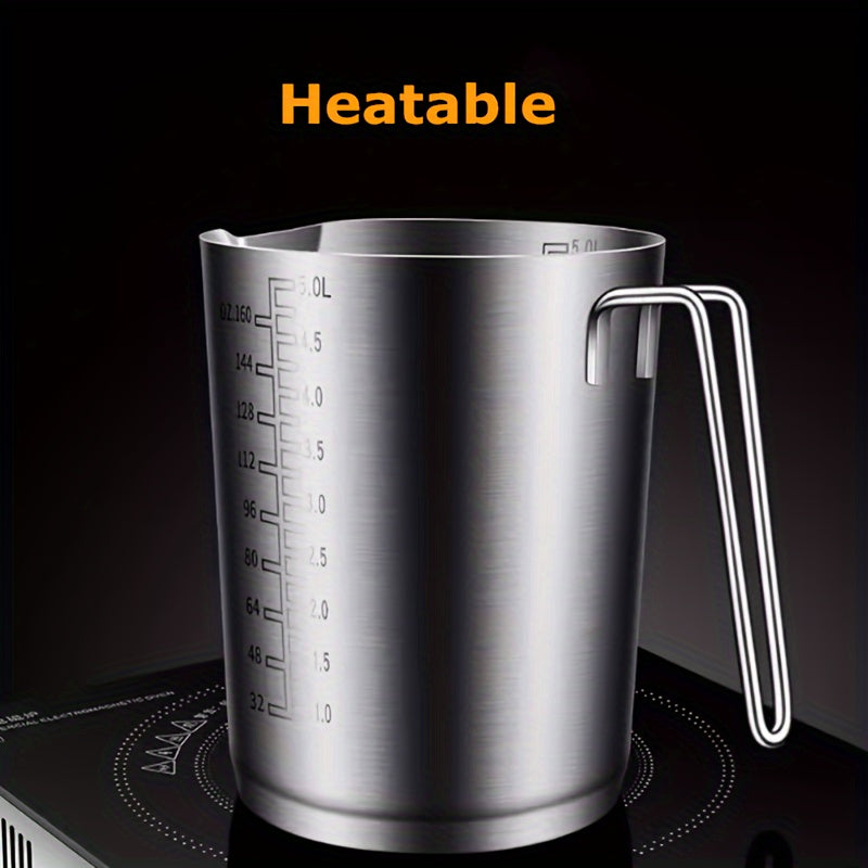 Large Capacity 5000ml Stainless Steel Measuring Cup with Scale - Ideal for Baking and Milk Tea Shops, Built to Last