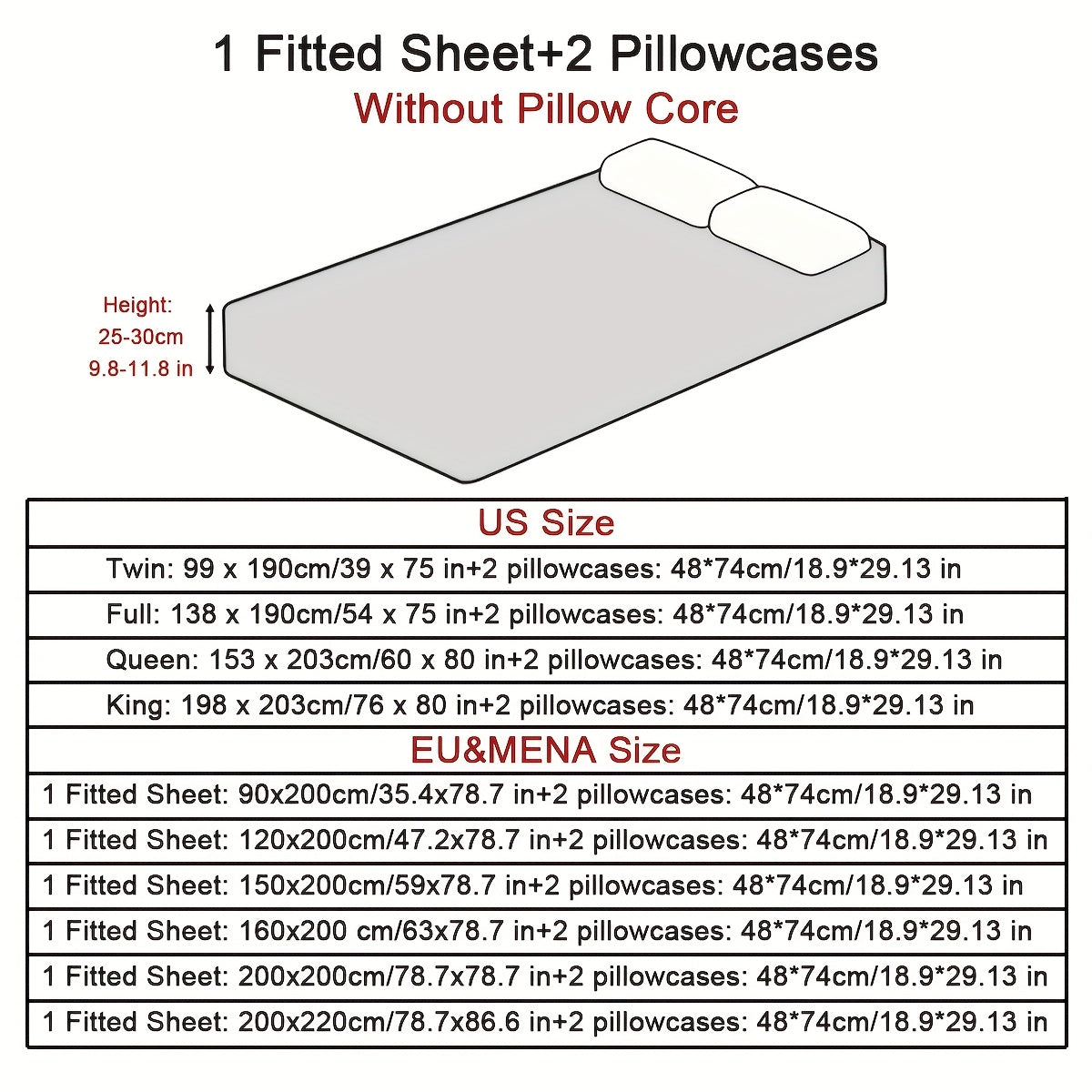 3-in-1 Set of Light Beige Fitted Sheets with Pillowcases, Soft and Breathable, Perfect for Bedroom or Guest Room, Machine Washable