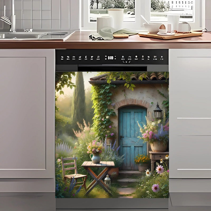 Spring-themed Dishwasher Magnetic Cover, 58x65cm, Non-Electric Kitchen Appliance Decor, Featherless, Featuring a Spring Garden Scene