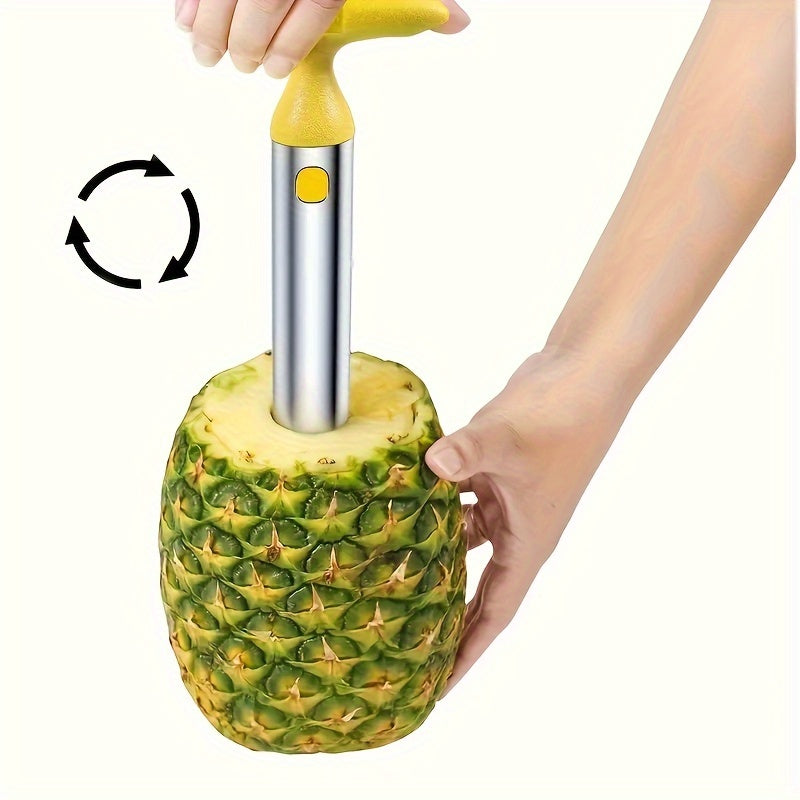 Essential Stainless Steel Pineapple Corer & Slicer - Rustproof, User-Friendly with Sharp Blade for Home Kitchens, Restaurants & Food Trucks, Core Cutting Tool, Detachable Handle