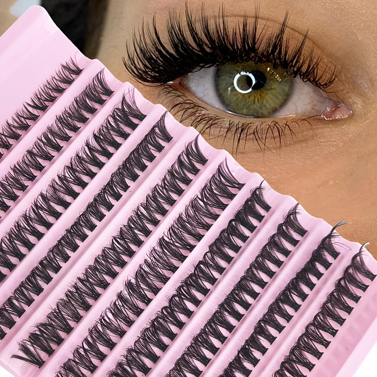 200pcs of natural look individual eyelashes in wispy cluster style, 8-16mm length, available in 30, 40, or 80D curl. Beginner-friendly and reusable for DIY fluffy extensions.