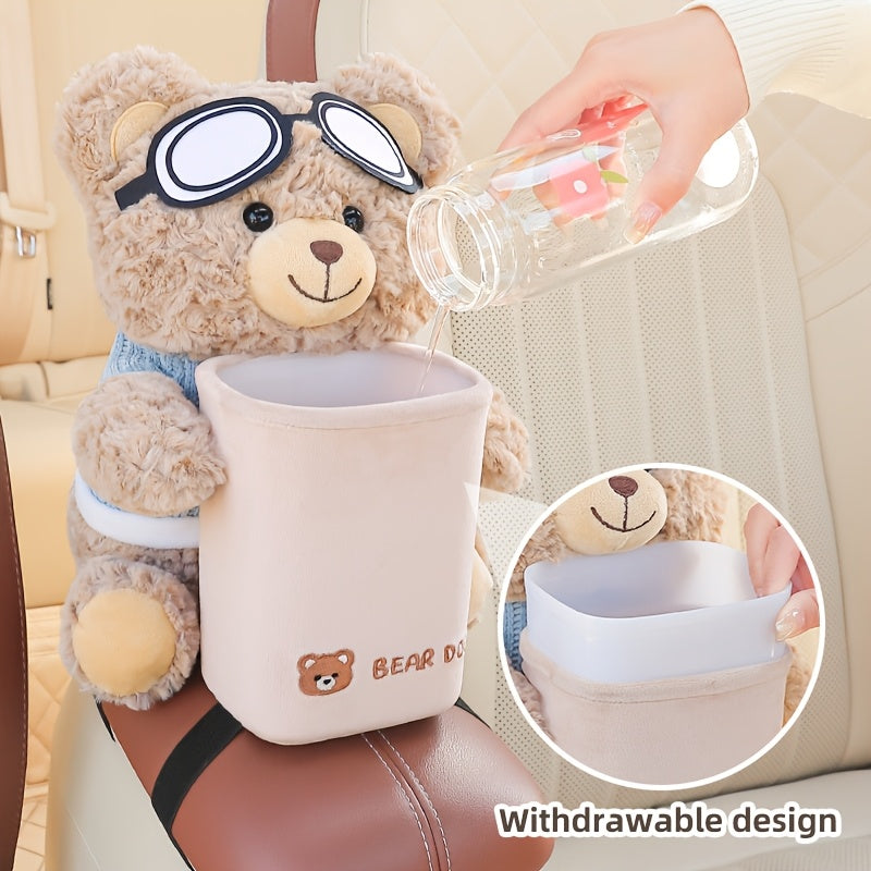 Car tissue holder and trash can combo for cute and original car storage. Suitable for car armrest interior accessories.