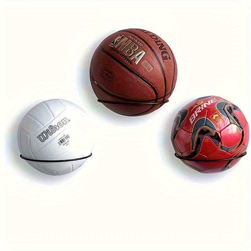 1pc Wall Mounted Multi-purpose Ball Storage Rack made of Iron Art for basketball and football. Can be used as a display shelf in home, office, or living room. Perfect gift for Christmas, Valentine's Day, or New Year.