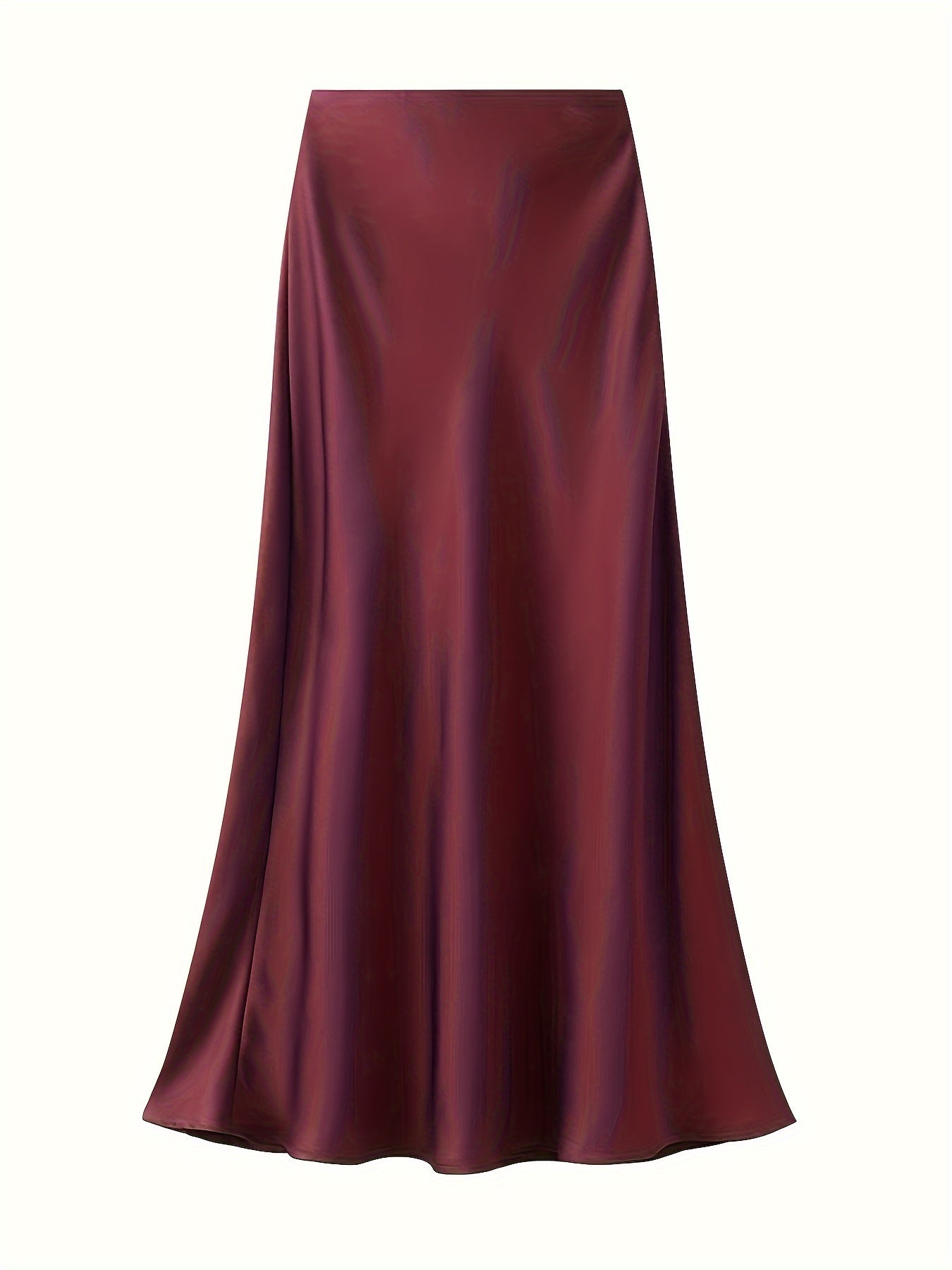 Stretchy imitation acetate satin midi skirt with fishtail design for women.