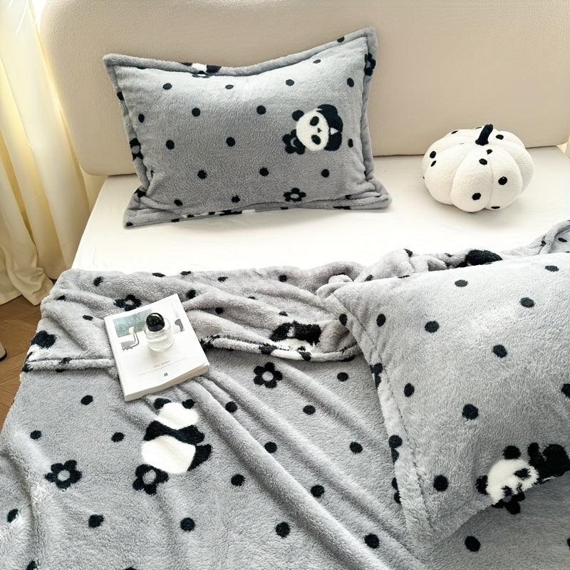 Soft, warm, and versatile flannel throw blanket with a cozy panda theme. Perfect for all seasons, whether on your bed, sofa, office, or while traveling. Easy to care for and machine washable.