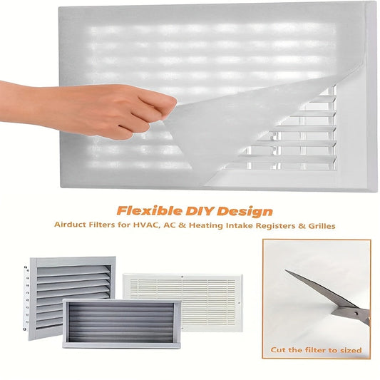 Easy-Cut Air Filter Material: White, Fluffy Texture for Effective Dust & Pet Dander Filtration - Perfect for AC Vents, Fans, and Window Air Conditioners - No Electricity Required, Convenient Fan Filter Accessory - Versatile Flexible Mesh Design - Plastic