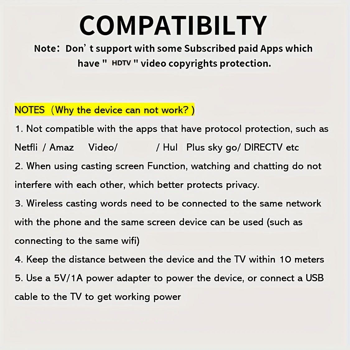 Wireless HDTV Adapter Stick: Anycast 1080p, Plug & Play, Mirror & Extend Mode, SmartSee DLNA AirPlay for Home Theater, PPT, Education, Parties - USB Powered, Black, Meetings.