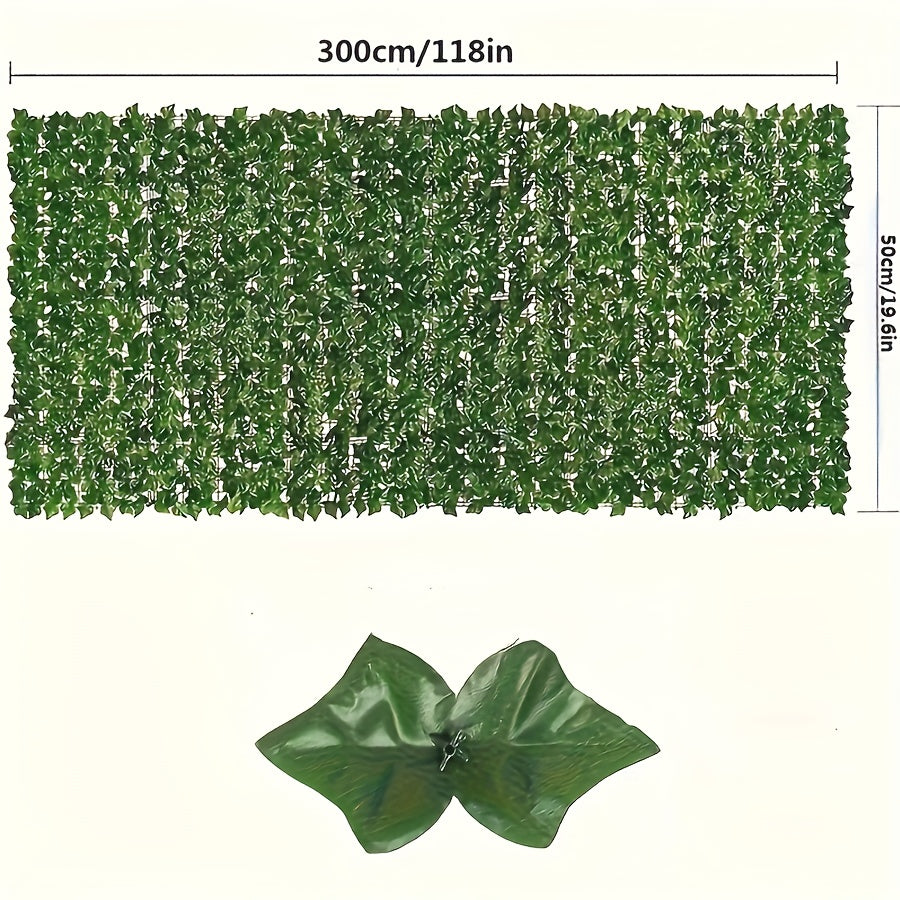 UV-ga chidamli sun'iy ivy maxfiylik ekrani - tashqi bezatish uchun kengaytiriladigan devor paneli, 49.78 sm x 299.72 sm, balkon, patio, bog' va orqa hovli uchun ideal.