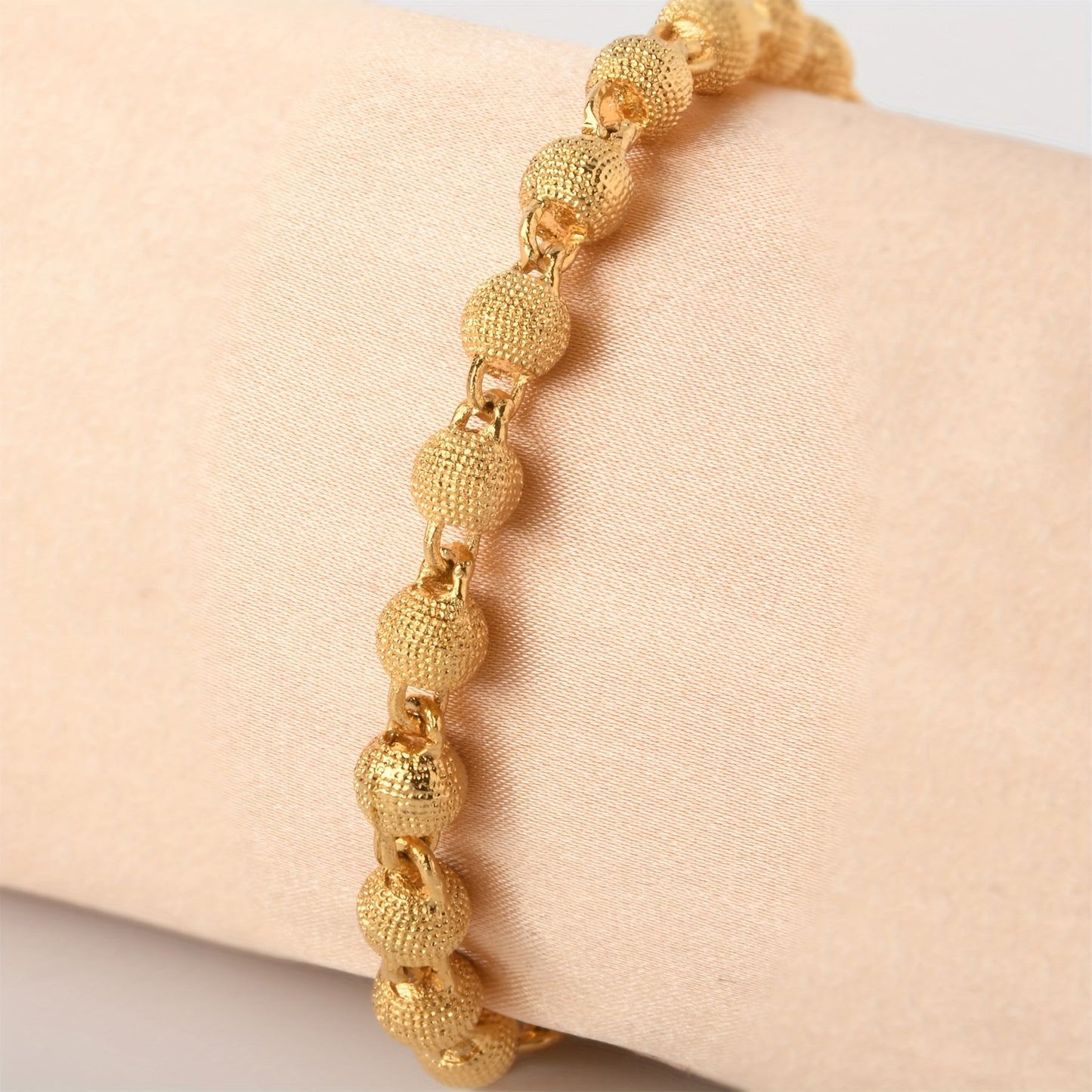 Adjustable 18K Gold Plated Bracelet with Golden Beads for Women and Girls - Perfect Gift for Birthday, Christmas, Mother's Day, or Valentine's Day