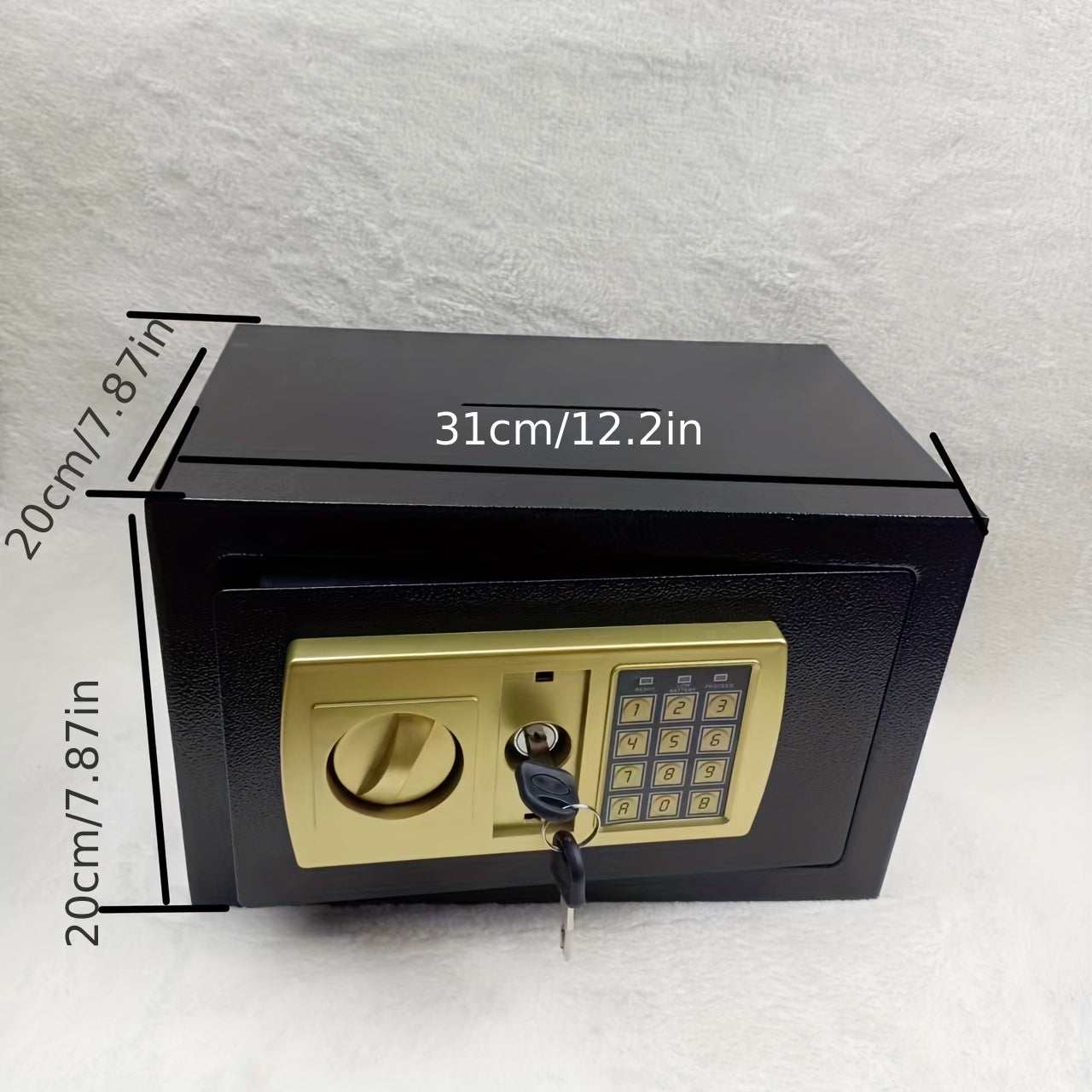 1pc Electronic Password Lock Safe Box for storing coins, paper money. Can be used for household or office storage.