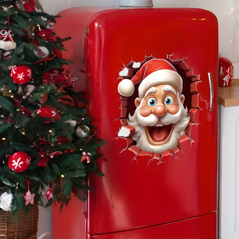 Santa Claus Toilet Lid Sticker for Christmas decorations in your home, adds fun with a matte finish and self-adhesive cartoon design.