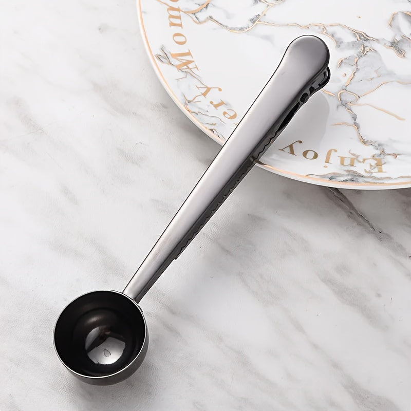 Kitchen Tool: 2-in-1 Stainless Steel Coffee Spoon Seal Clip with Bag Clip - Perfect for Baking and Measuring in the Kitchen