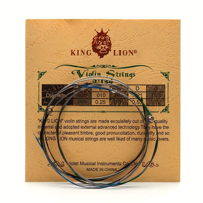 High-quality V134 violin strings designed for performance, with a steel core and white copper winding.