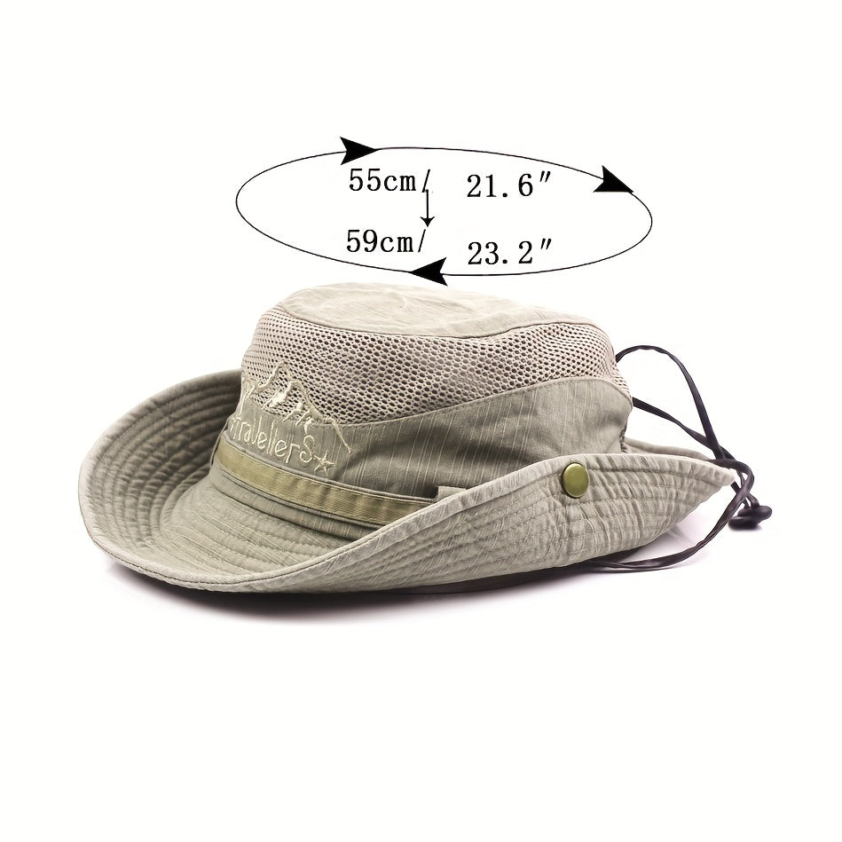 Stay Cool and Protected with this Men's Breathable Mesh Bucket Hat - Ideal for Summer Hiking, Fishing, and Beach Sun Protection in Panama Style