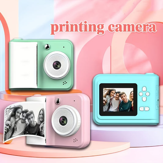 Kid's digital camera with printing, portable multifunctional photo printer camera with rechargeable lithium battery - creative painting and photography gift.