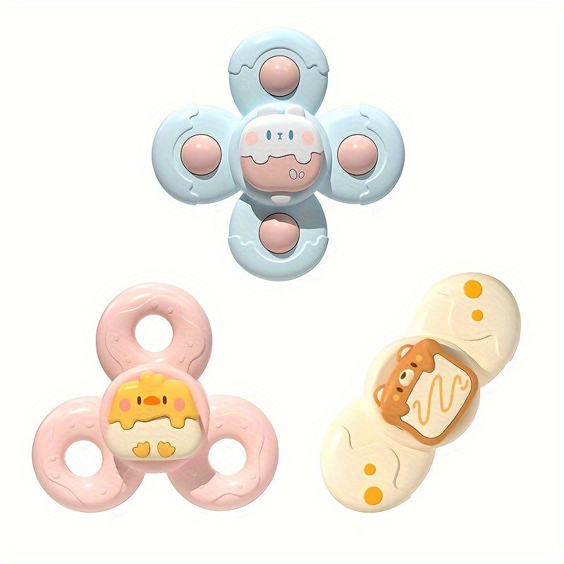 Educational twist and play bath toy for infants and toddlers ages 0-3. This interactive baby suction cup spinner toy is made of BPA-free plastic, non-battery operated, and chewable.