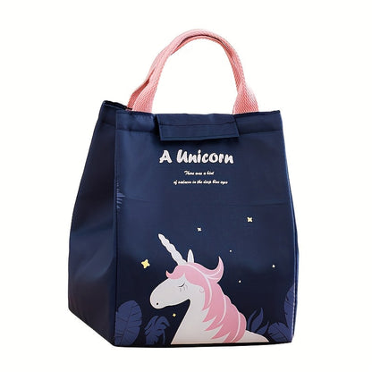 A polyester insulated lunch bag with a magical forest theme. Features animal patterns and a large capacity in a rectangle shape. Perfect for work, school, and keeping fruit stored at the right temperature. Hand wash care recommended.