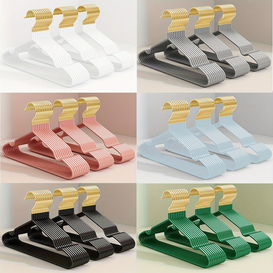 Get your hands on the Value Pack of 60/30/10pcs Golden Metal Clothes Hangers. These space-saving hangers are perfect for organizing your closet with style. These metal coat hangers are perfect for daily use and make great holiday or Christmas gifts.