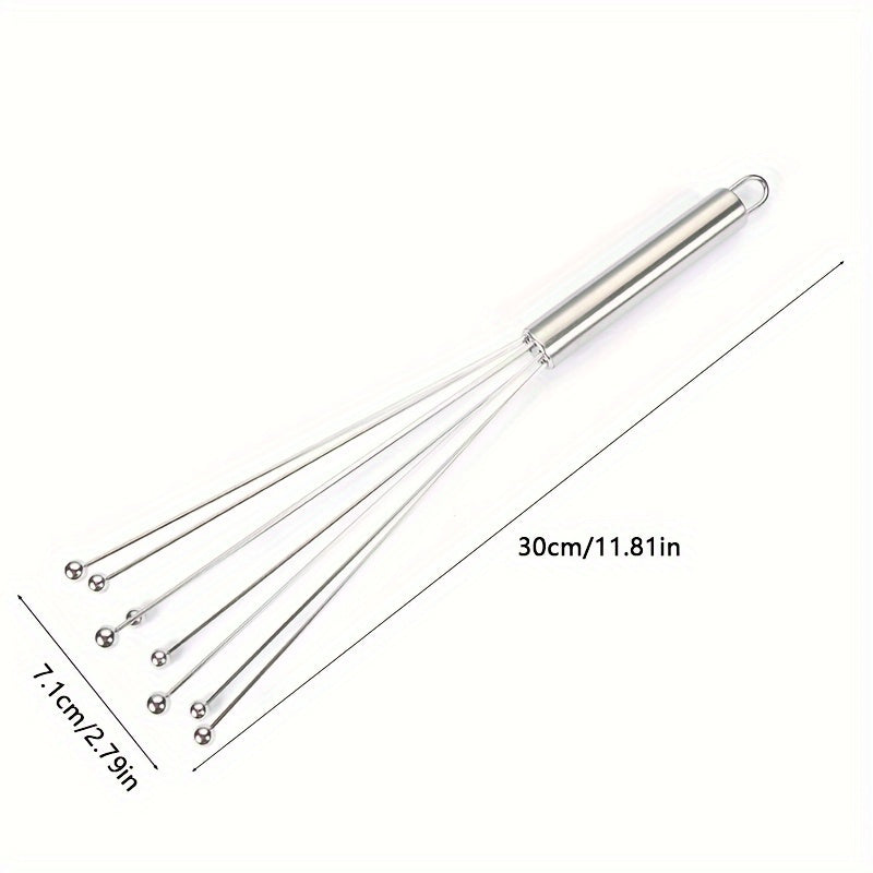 One piece or two pieces of a 25.4cm/30.48cm stainless steel ball whisk, perfect for mixing eggs, creams, and other ingredients in the kitchen during baking.