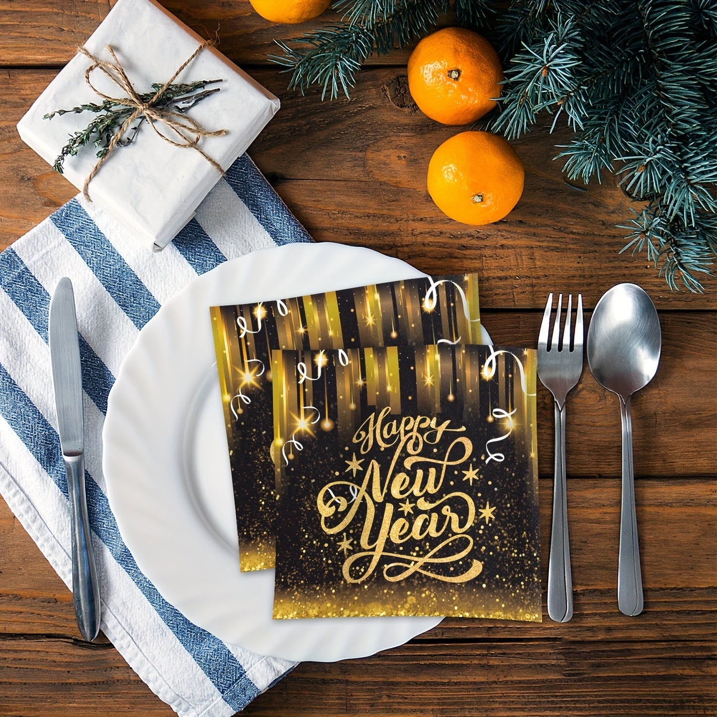 Celebrate the New Year with our festive 3-Ply Cocktail Napkins! Ideal for adding a touch of elegance to your New Year's Eve party decor and dinner table settings. These napkins are a must-have for any kitchen or restaurant as an essential party accessory.