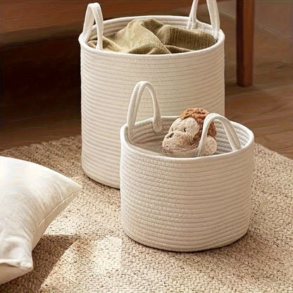 Stylish Boho Woven Storage Basket with Convenient Handles - Multi-Purpose Laundry Hamper for Clothing, Toys, and More - Ideal for Keeping Your Home Tidy and Organized, Laundry Storage Solution