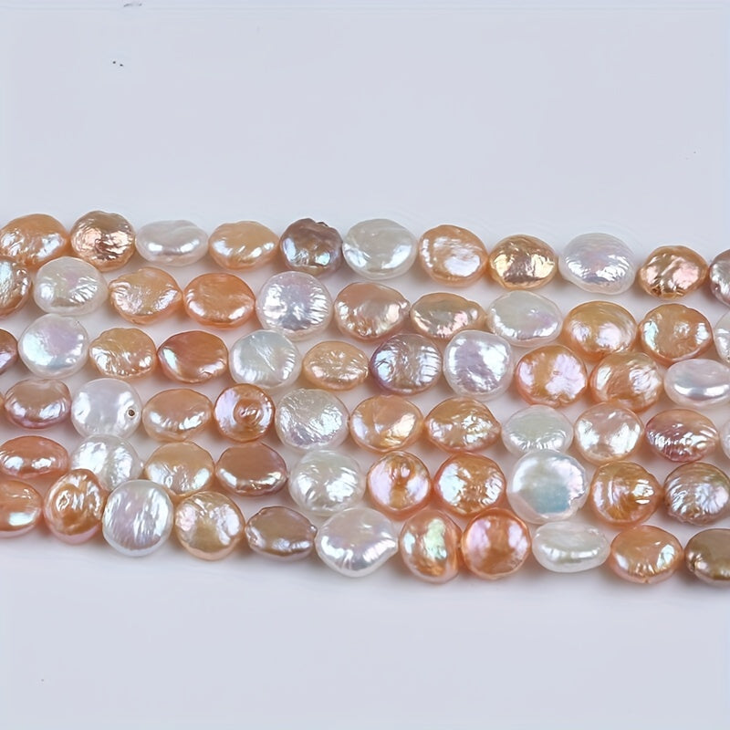 [Customer Favorite] Coin-shaped Freshwater Pearl Beads, 11-12mm Diameter, 20cm Strand in Mixed Colors