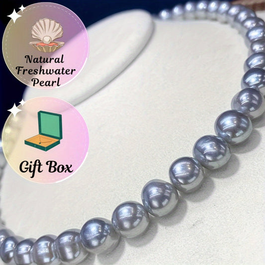 This elegant grey freshwater pearl necklace is luxurious, fine, and delicate. Perfect for wives, mothers, and girlfriends, it is ideal for formal events and special celebrations. Presented in a gift box, this classic style piece is suitable for