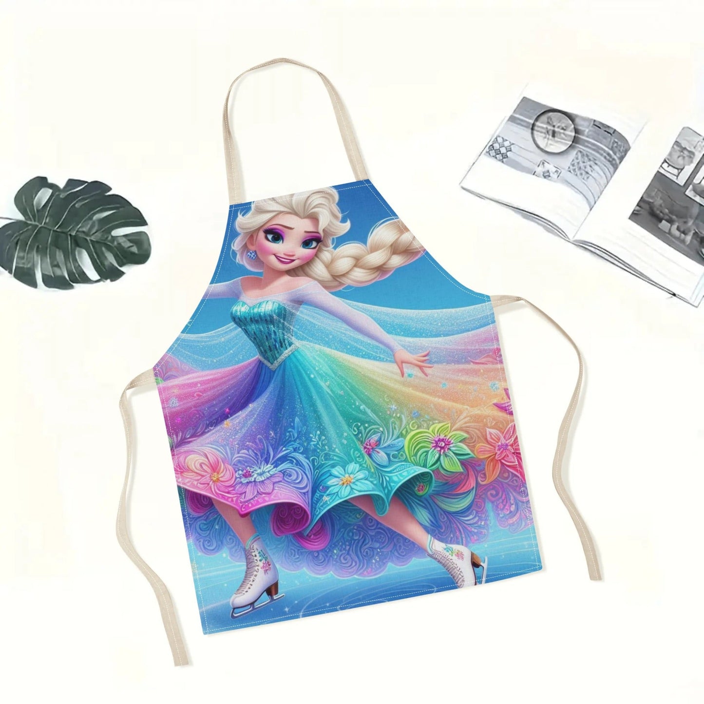 Stay stylish and clean in the kitchen with our Disney Elsa Princess Cartoon Printed Apron. Made from waterproof polyester woven fabric, this apron features a beautiful floral pattern that is perfect for hotel, supermarket, restaurant, fruit shop, milk