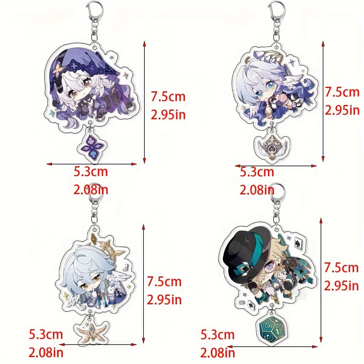 Set of 4 Anime Acrylic Keychains - Adorable Bag Charms, Stylish Women's Accessory