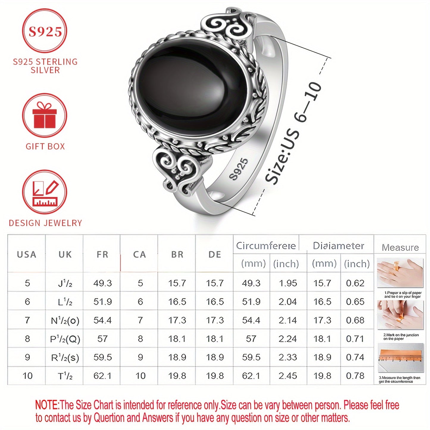 A beautiful S925 sterling silver ring featuring a black agate stone, perfect for women. Hypoallergenic and nickel-free, this ring showcases a heart vine pattern in a Victorian vintage style. Crafted with high-quality materials, it is suitable for daily