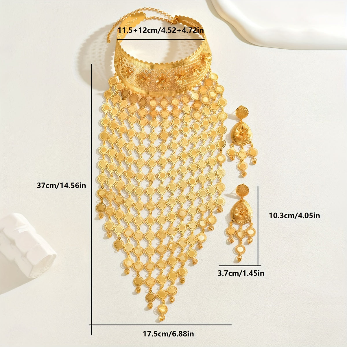 Elegant Sunflower Tassel Jewelry Set for Women - Timeless Long Necklace & Earrings, Ideal for Special Occasions like Weddings and Parties