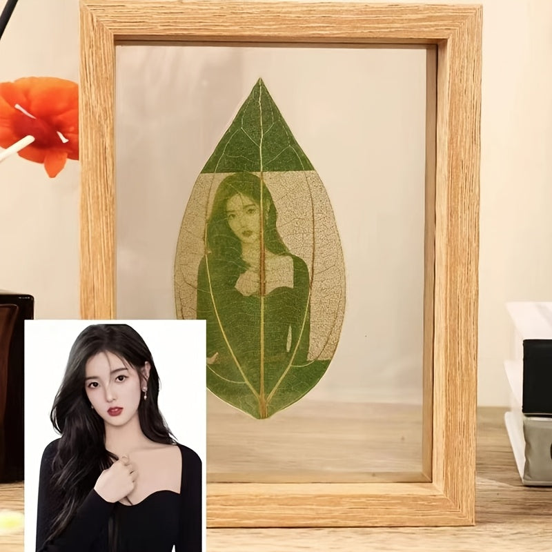 Leaf Carved Photo Frame, Leaf Display Box, Wooden Photo Frame, Customized Valentine's Day Photo Frame, Retro Photo Frame for Office Desk, Photo Display Box, Couple Photo Frame for Home Living Room or Office Decoration.