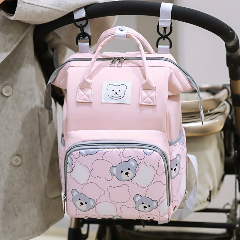 Trendy and chic, this spacious and lightweight backpack is perfect for moms on the go. Featuring a waterproof design and adorable little bear motif, this backpack can easily be attached to a stroller for added convenience.