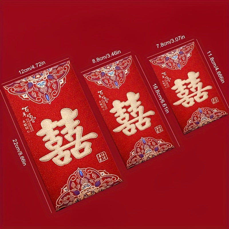 6 high-quality frosted Chinese red envelopes in a pack, perfect for weddings, lucky money bags, creative red bags, wedding banquets, anniversary banquets, engagements, and Valentine's Day.