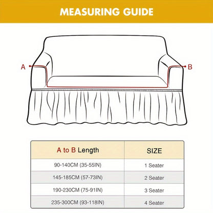 Elastic waterproof sofa slipcover with skirt for all seasons, ideal furniture protection for home and office.