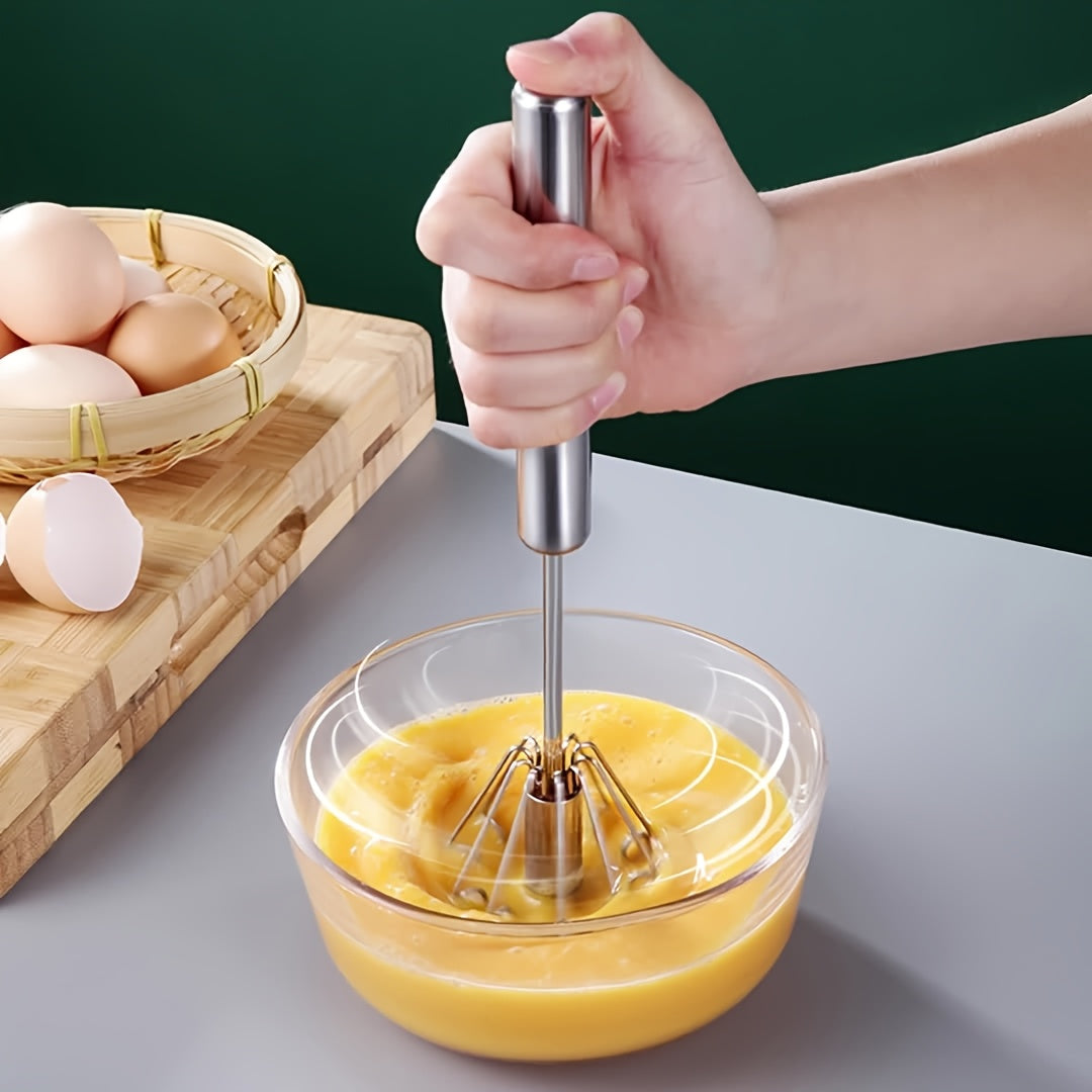 Portable Metal Beater, Four Speeds, Hand-Cranked Whisk for Whipping Cream, Beating Eggs, and Baking, Eco-Friendly Kitchen Tool