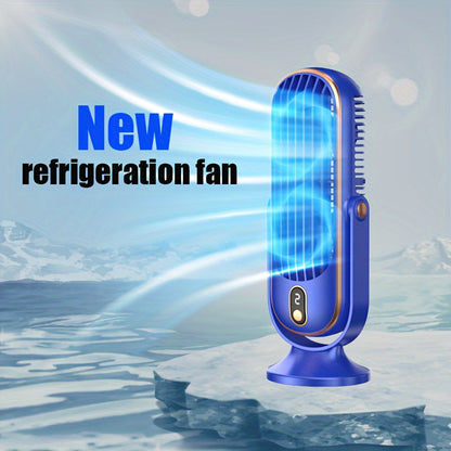 TENGQU Portable USB Desktop Fan - Dual Blade, 5-Speed Adjustable with 360° Rotation, Perfect for Home, Office, Travel, and Camping.