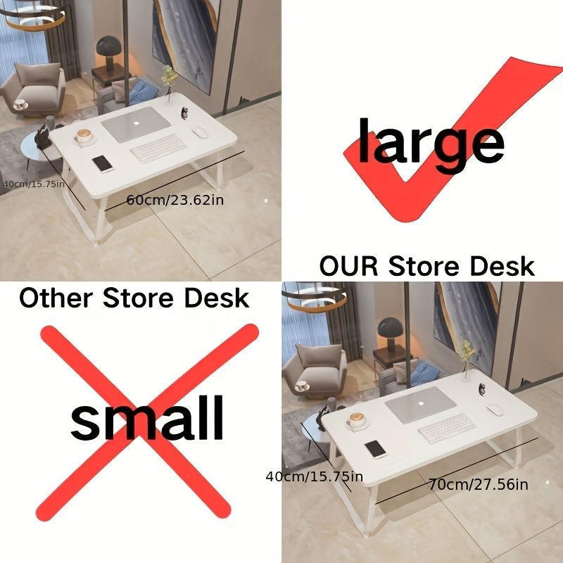 Durable Foldable Desk with Multi-Functional Features, 70x40x28cm/27.5x15.7x11inch, Space-Saving Wooden Table Ideal for Home Office, Bedroom, Living Room, or Bedside Use. No Power Needed, Made of High-Density Fiberboard.