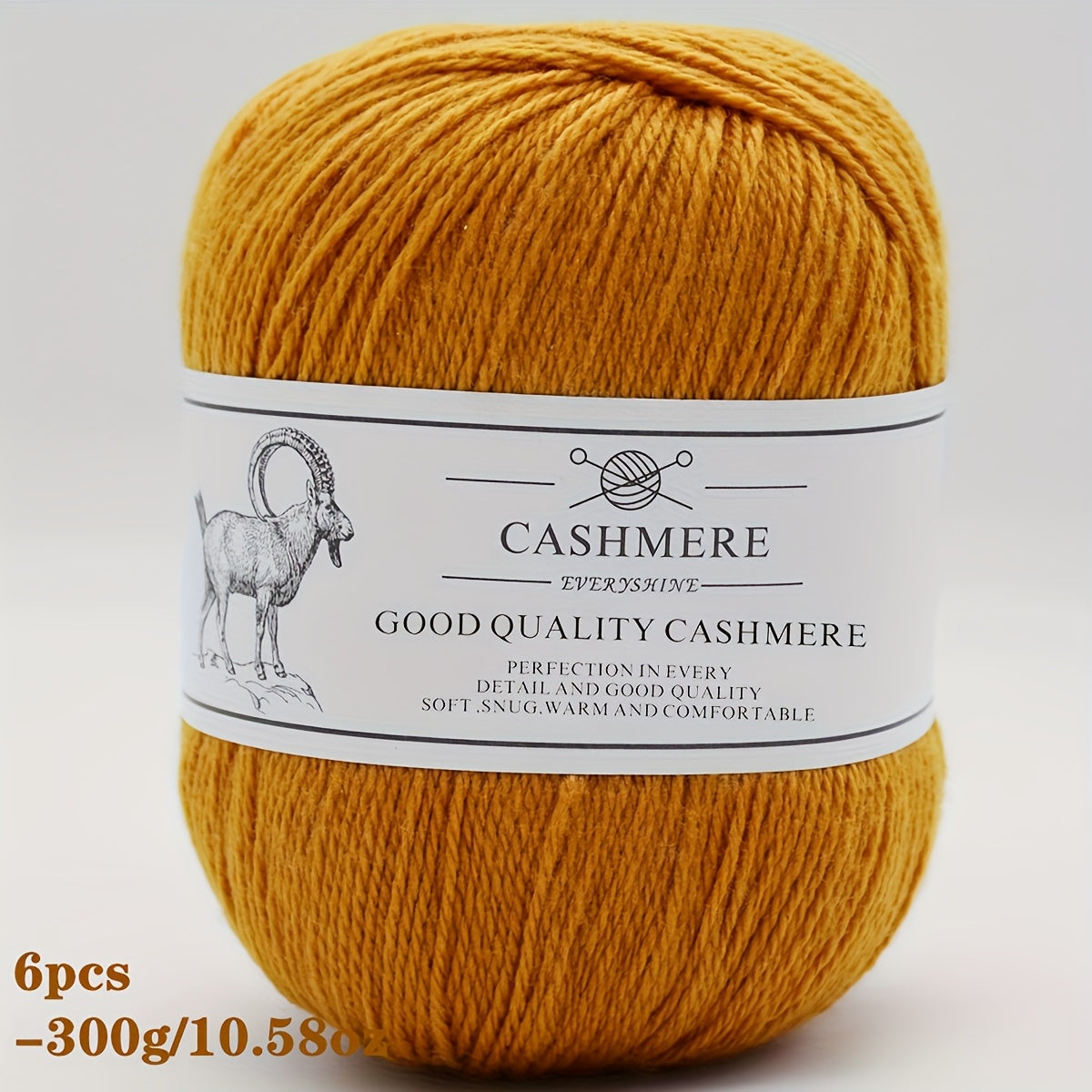 6-Pack Luxurious Cashmere Yarn for Knitting and Crocheting - Soft, Warm, Durable 80% Cashmere 20% Acrylic Blend - Perfect for Sweaters, Pants, Gloves, Hats, and DIY Crafts - 1.76oz Each