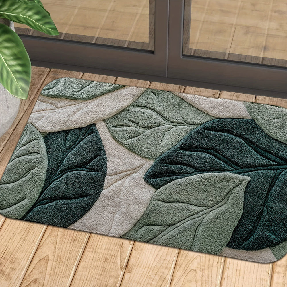 1pc Leaf Pattern Door Mat - Non-Slip, Quick-Dry, Ideal for Home Decor, Machine Washable