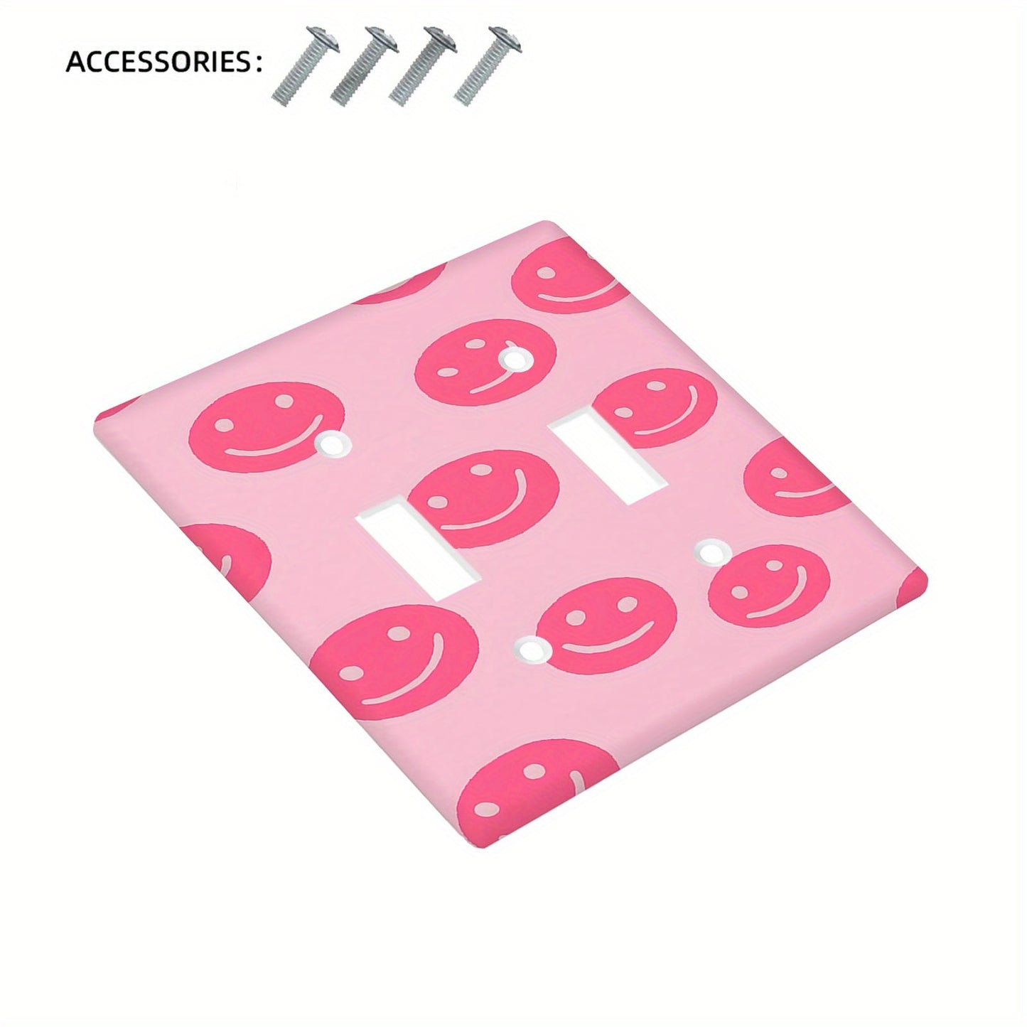 1pc Pink Smile Face Wall Plate Cover, decorative light switch outlet panel, no battery needed, easy to clean, suitable for home wall decor in bedroom or kitchen.