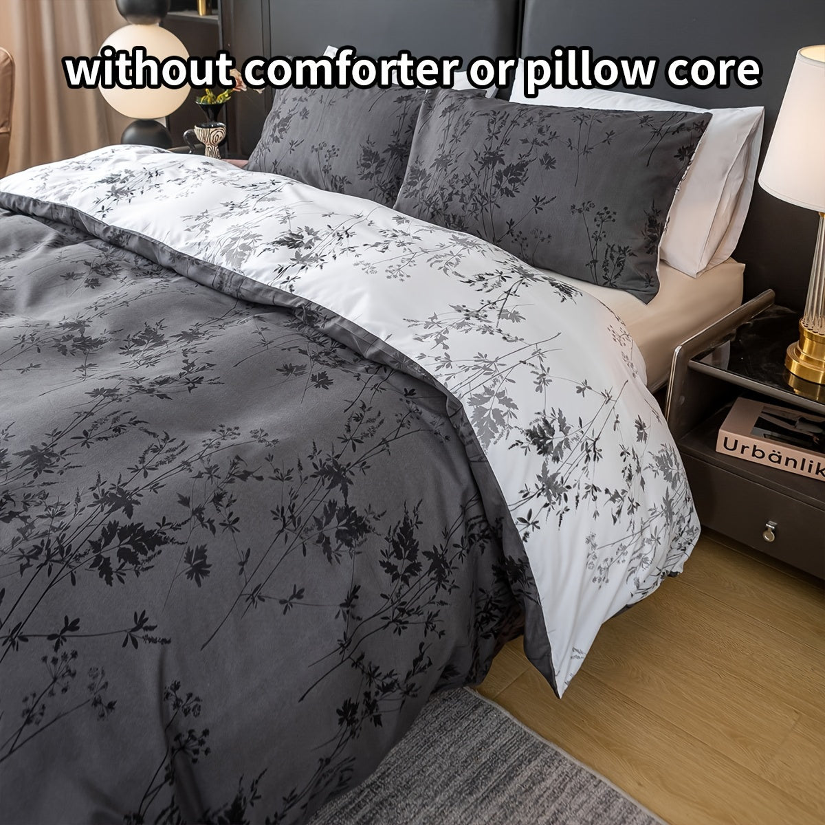 Luxurious Floral Print Polyester Duvet Cover Set includes one duvet cover and two pillowcases (core not included). This all-season bedding set is soft, comfortable, and breathable, perfect for bedroom, guest room, or dorm use.