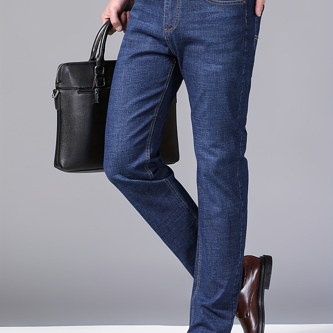 Fashionable cotton denim trousers for men of all sizes, offering comfort and style year-round.