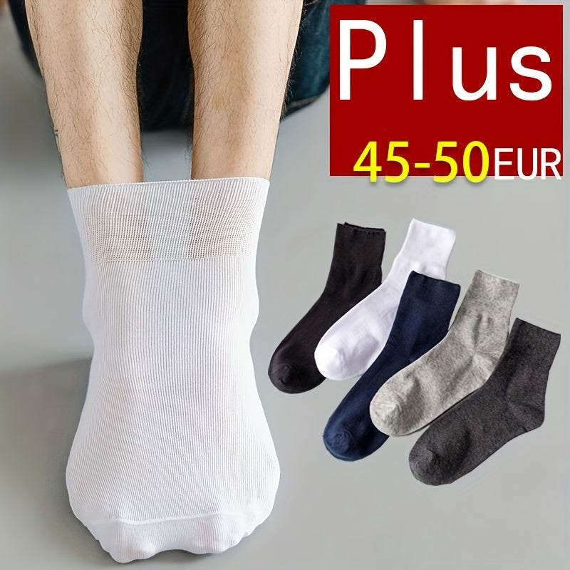 Men's Casual Plain Color Socks, Breathable Crew Socks for Spring/Autumn, EUR 39-50