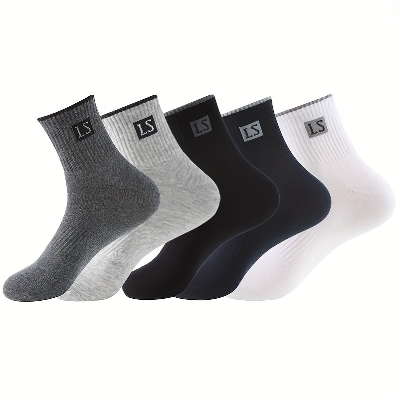 5 pairs of men's striped thermal crew socks